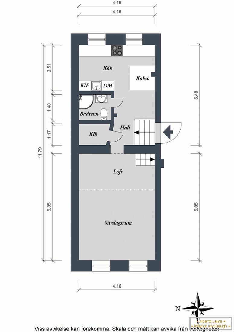 Schemat projektu mieszkania w Sztokholmie