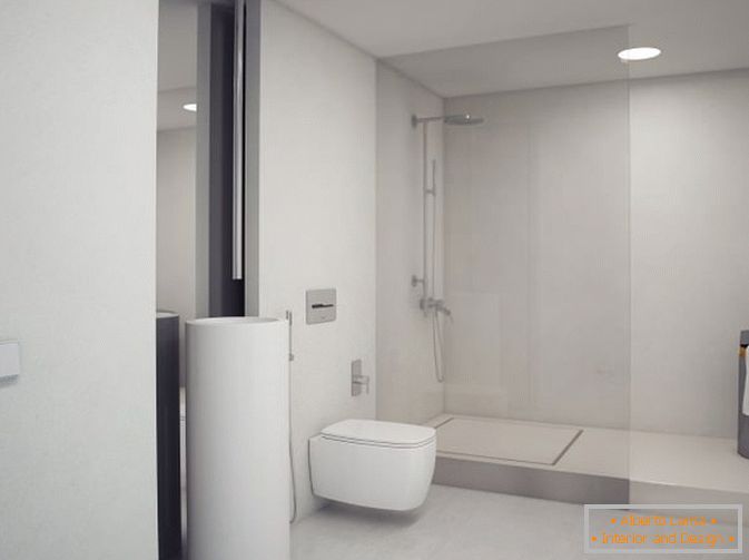 Apartament typu studio z łazienką w kolorze białym