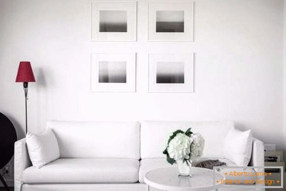 Projekt małego apartamentu typu studio w nowoczesnym stylu minimalistycznym