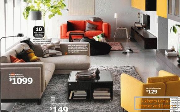 Projekt salonu z meblami IKEA