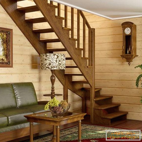 Intermediate drewniane schody w prywatnym domu - projektowanie zdjęć w nowoczesnym stylu