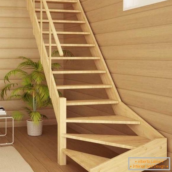 Drewniane schody w prywatnym domu - zdjęcia w nowoczesnym stylu