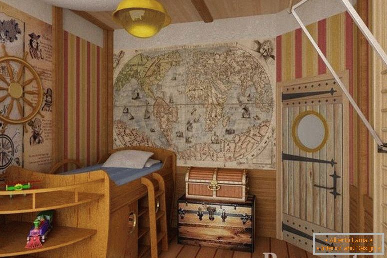 Mapy na ścianach w pokoju dziecinnym