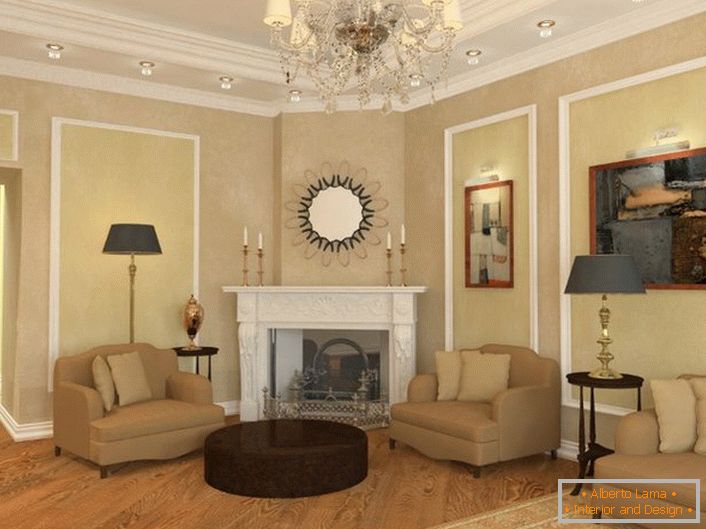 Pokój gościnny w neoklasycystycznym stylu w dużym wiejskim domu udanego francuskiego biznesmena.