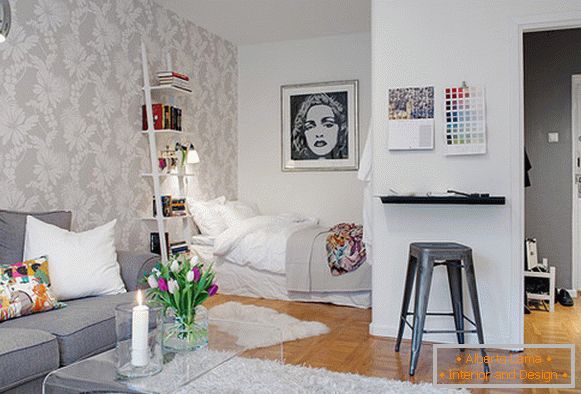 Salon małego mieszkania w Göteborgu
