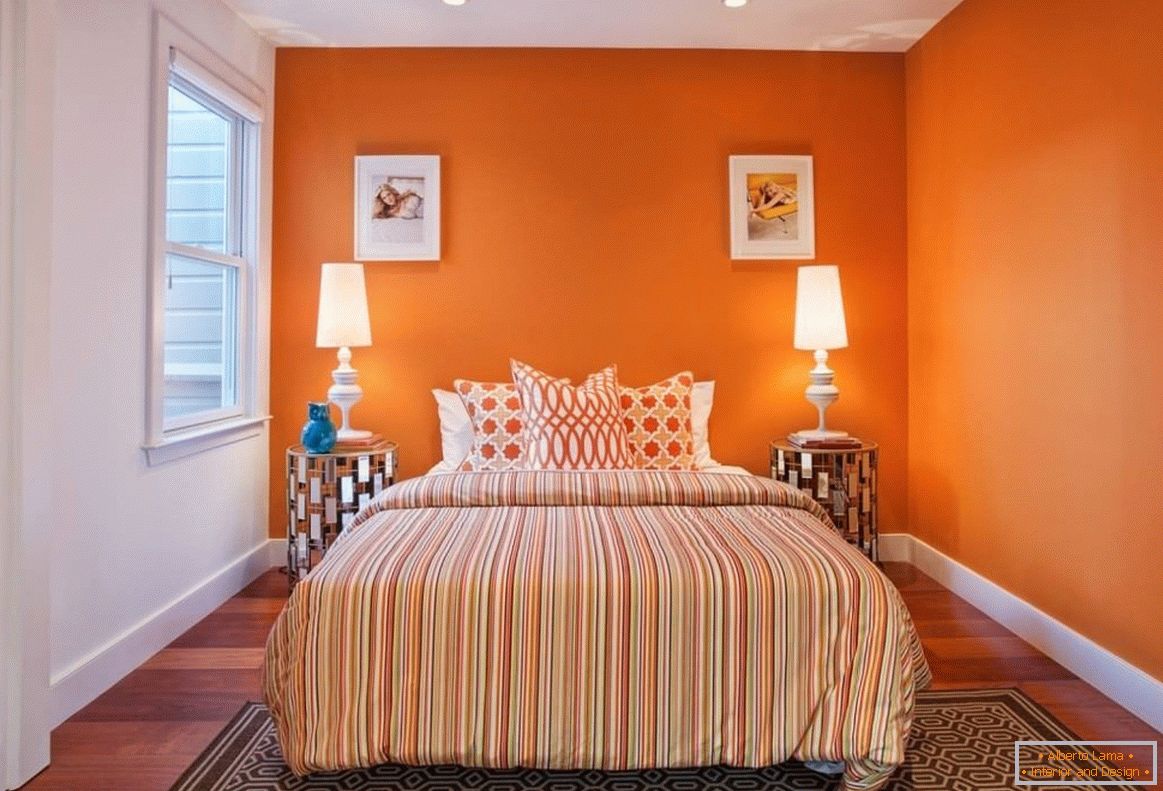 Pomarańczowy kolor w sypialni