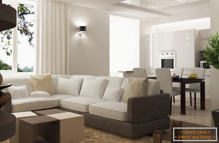 Lakoniczne wnętrze w stylu minimalizmu - właściwy wybór na małe mieszkanie.