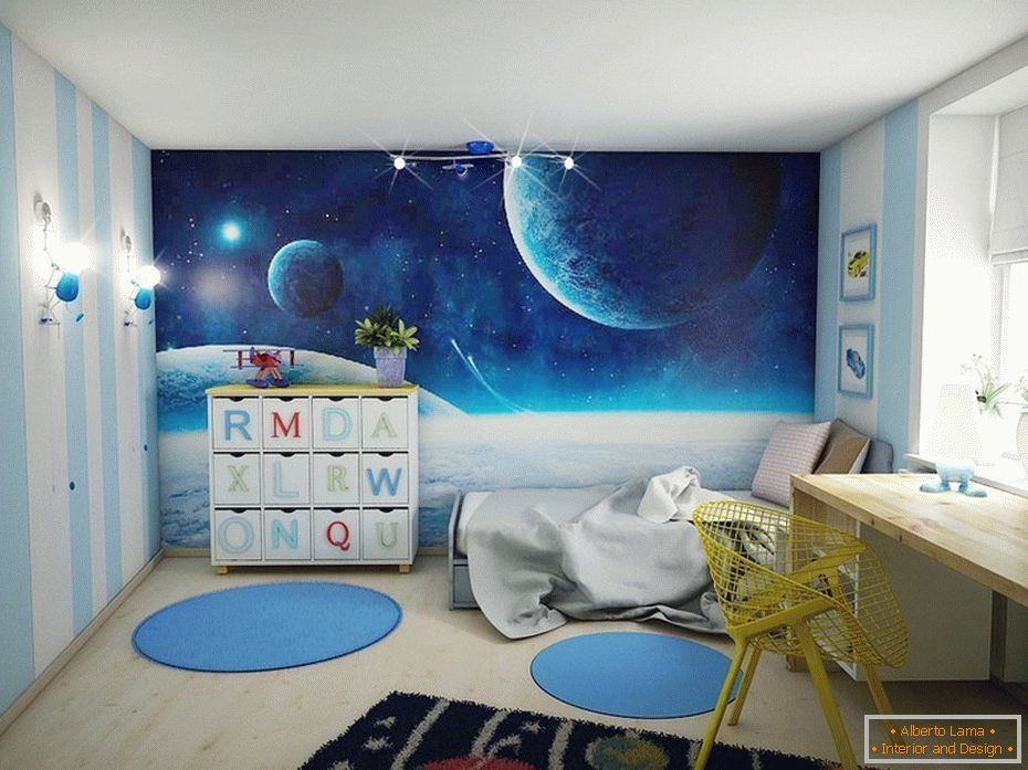 Pokój dla chłopca в космическом декоре