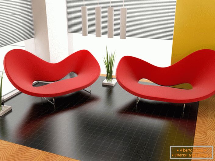 Ciekawe, jasne fotele o dziwacznej formie do projektowania w stylu awangardy. 