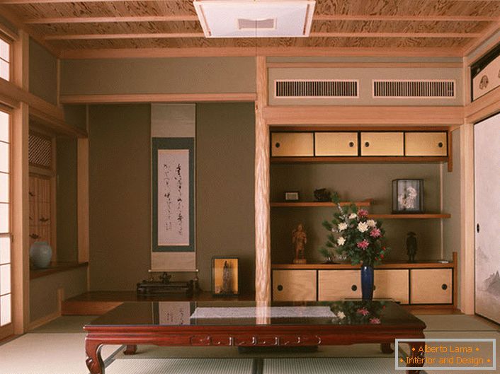 Styl japońskiego minimalizmu zasługuje na uwagę przy stosowaniu naturalnych materiałów wykończeniowych do organizacji wnętrza. 