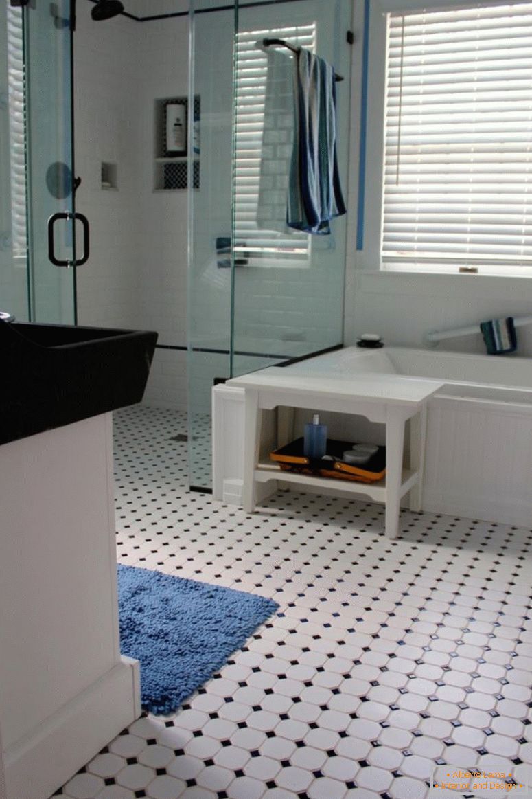 łazienka-fancy-biały-łazienka-dekorowanie-projekt-pomysły-z-czarno-białe płytki-łazienka-podłoga-wraz z kwadratowym-szkła-prysznic-pokój-i-białe płytki-łazienka-ściany- urocze-vintage-łazienkowe-wzory płytek