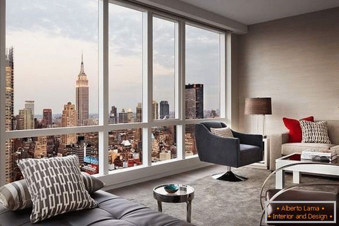 Apartament z panoramicznymi oknami - zdjęcie z pięknym widokiem na miasto