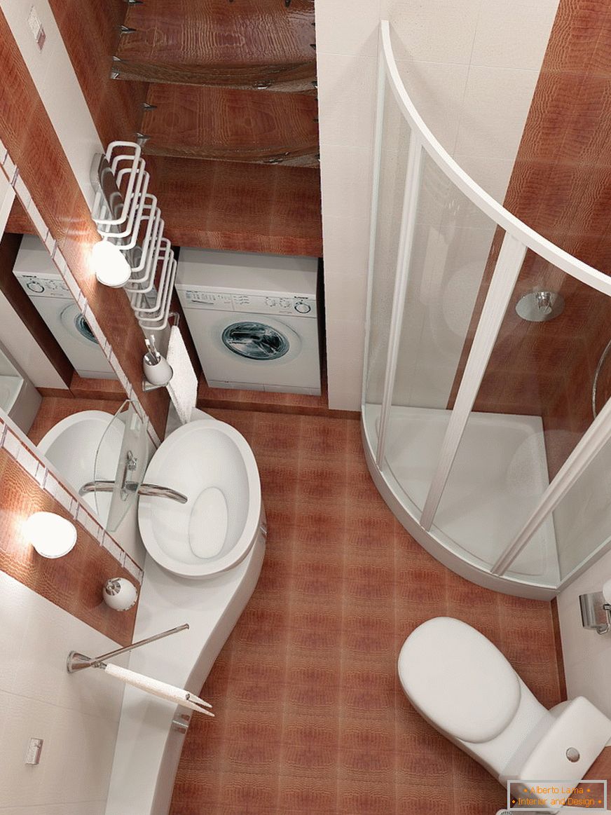 Wnętrze łazienki połączone z toaletą