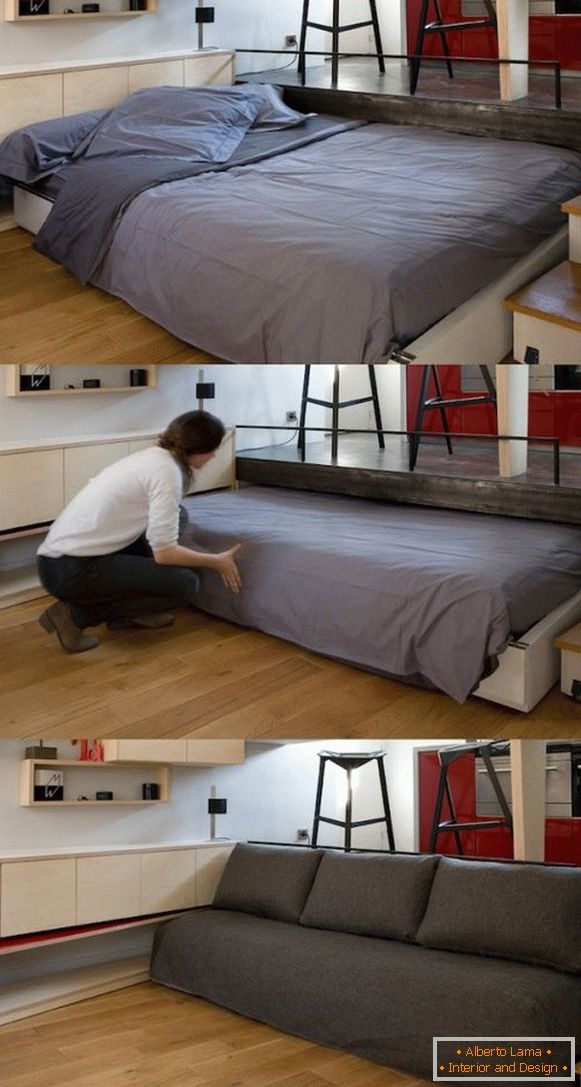 Ukryte łóżko z wysuwanym mechanizmem