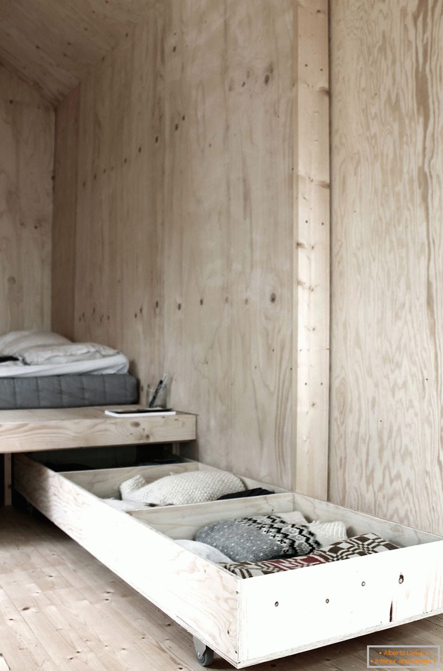 Спальня мини-дома Domek Ermitage в Швеции
