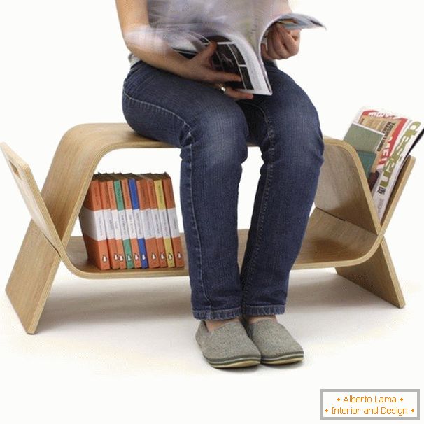 Krzesło z niszą do przechowywania książek