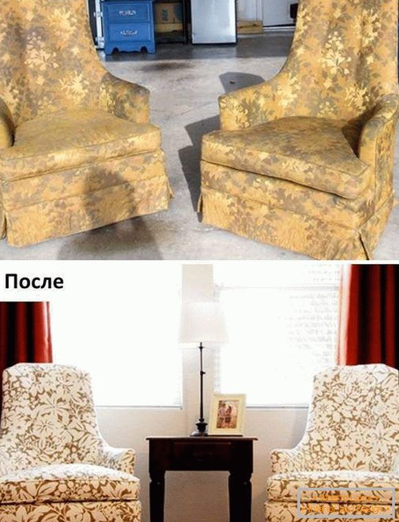 Naprawa mebli tapicerowanych - zdjęcie foteli przed i po