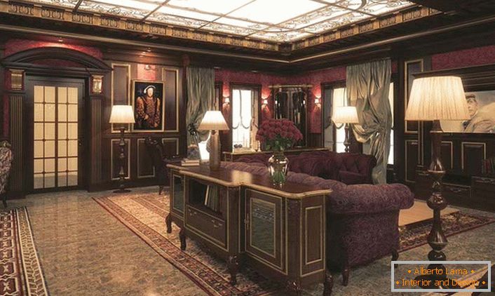 Przestronny salon w stylu wiktoriańskim elitarnego klubu z angielskimi tradycjami.
