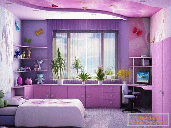 Fioletowy kolor we wnętrzu pokoju dziecięcego