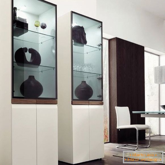 Luksusowa, nowoczesna szafka ekspozycyjna biała we wnętrzu