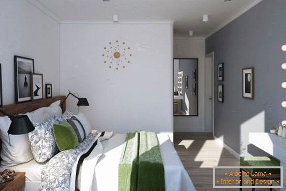 Projekt sypialni w dwupokojowym mieszkaniu w stylu skandynawskim