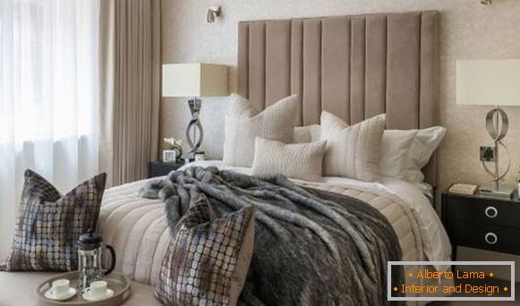 Wnętrze sypialni w nowoczesnym stylu i luksusowym wystroju