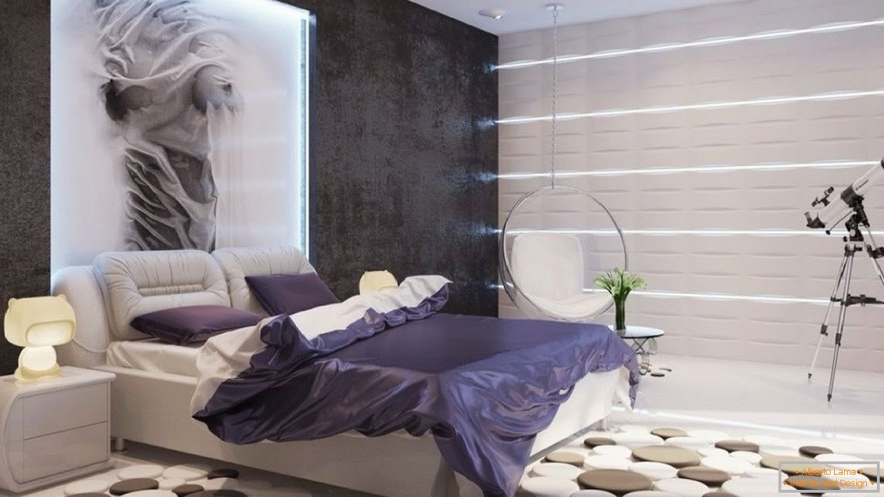Sypialnia w stylu high-tech