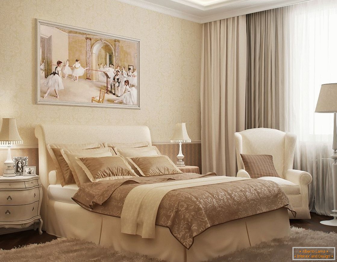 Sypialnia w stylu klasycznym в бежевых тонах