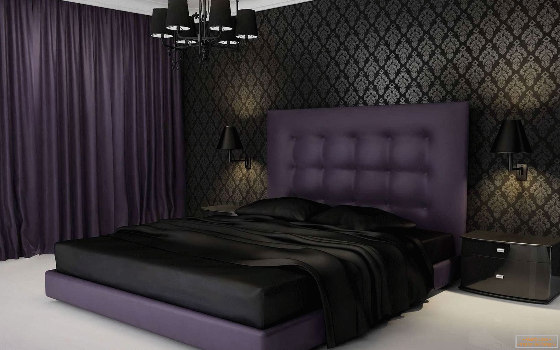 Projekt sypialni w ciemnych kolorach