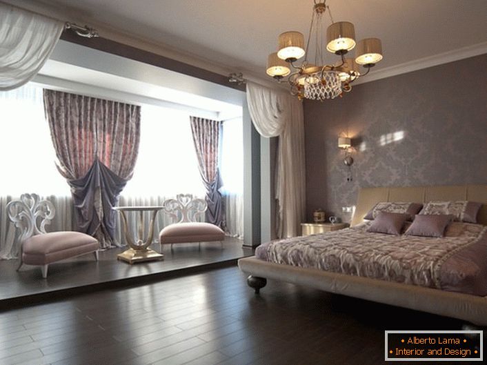Sypialnia w stylu Art Deco w wiejskim domu w Londynie.