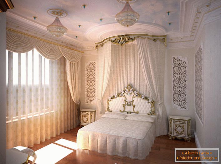 Nowoczesna sypialnia w stylu barokowym.