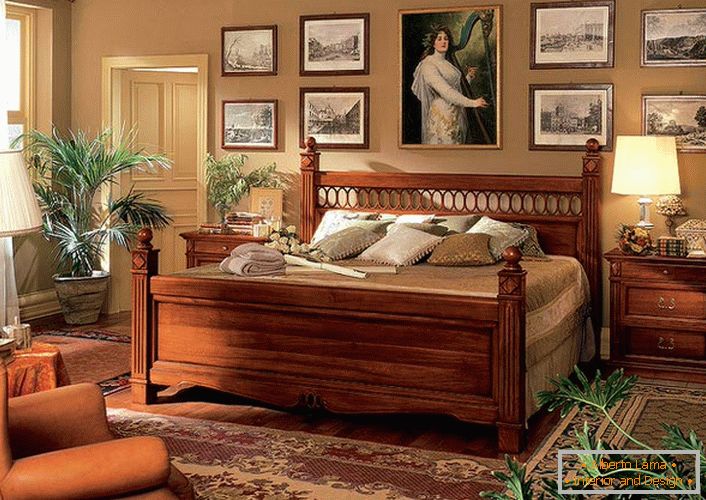 Prawidłowo dobrane, masywne meble z drewna do sypialni w stylu barokowym.