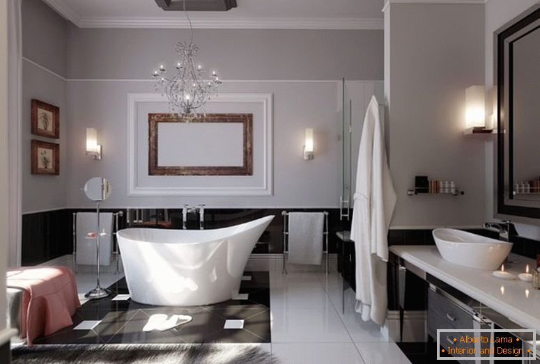 łazienka z ładnym-meble-i-nowoczesne-oświetlenie