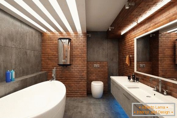 Płytka do cegły i betonu do łazienki w stylu loft - zdjęcie