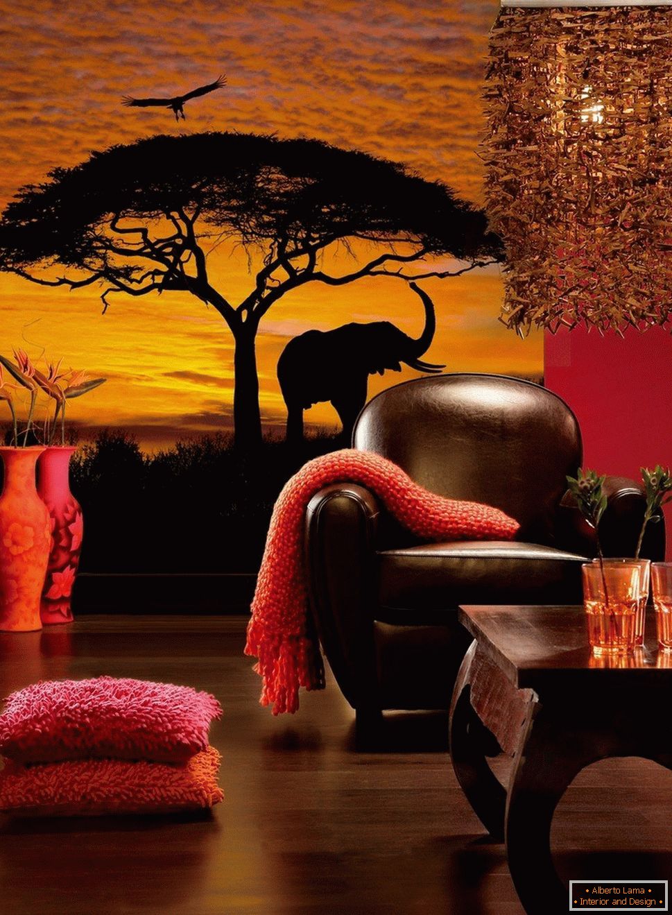 Afrykański krajobraz na ścianie