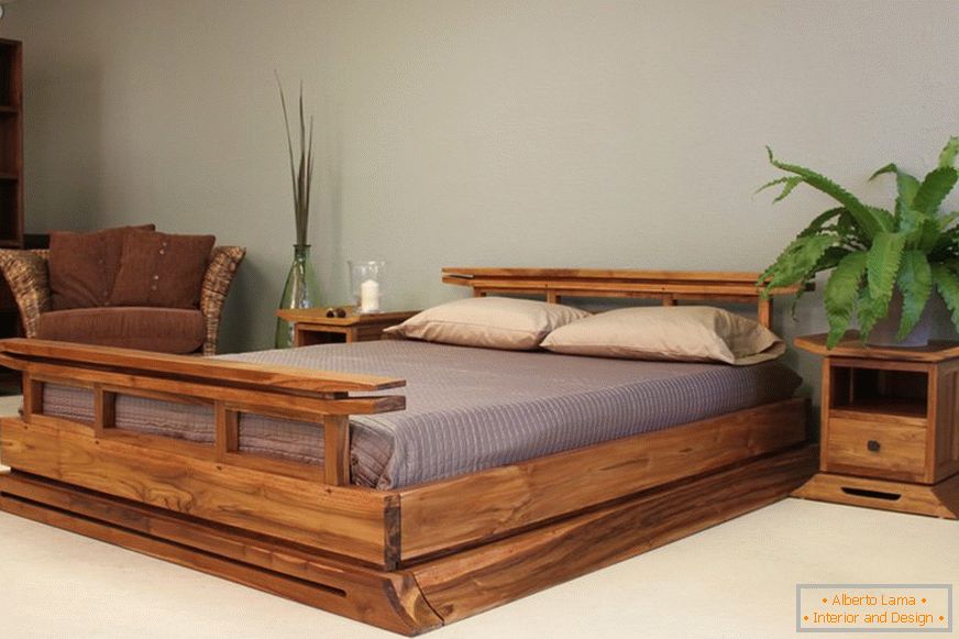 Stoliki nocne i łóżka wykonane z drewna