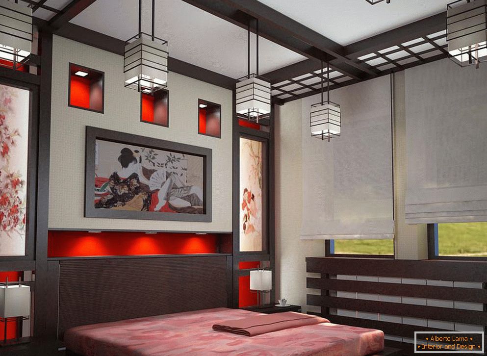 Lampy i żyrandole w sypialni w stylu japońskim