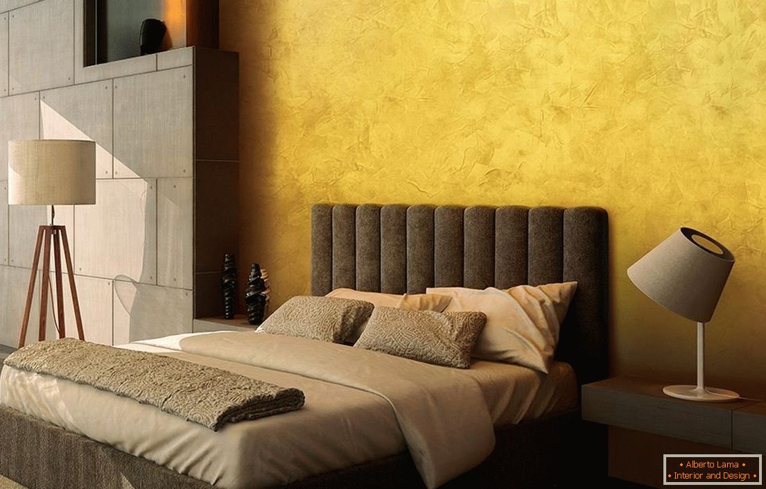 Sypialnia z żółtymi ścianami