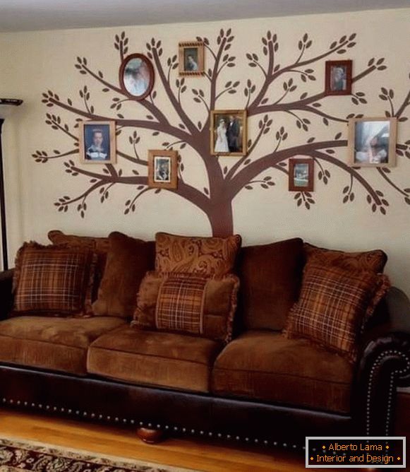 Drzewo genealogiczne w salonie