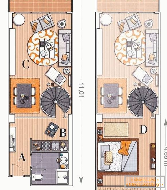 Układ dwupoziomowego mieszkania