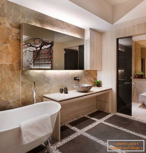 Minimalistyczny design łazienki w azjatyckim stylu