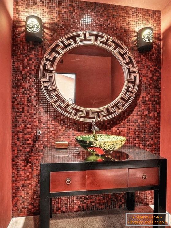 Czerwony kolor łazienki w stylu chińskim