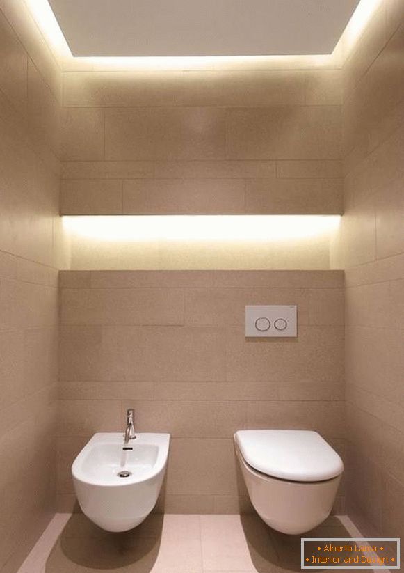 Stylowy projekt toalet z wbudowanymi światłami