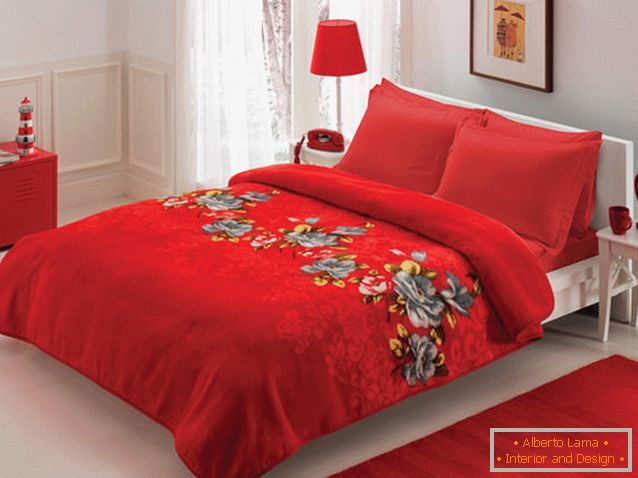 Romantyczna sypialnia w czerwonych kolorach