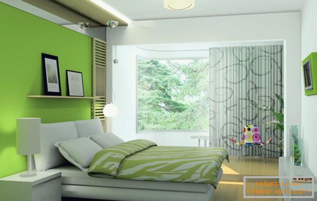 Dekoracja sypialni w kolorze jasnozielonym