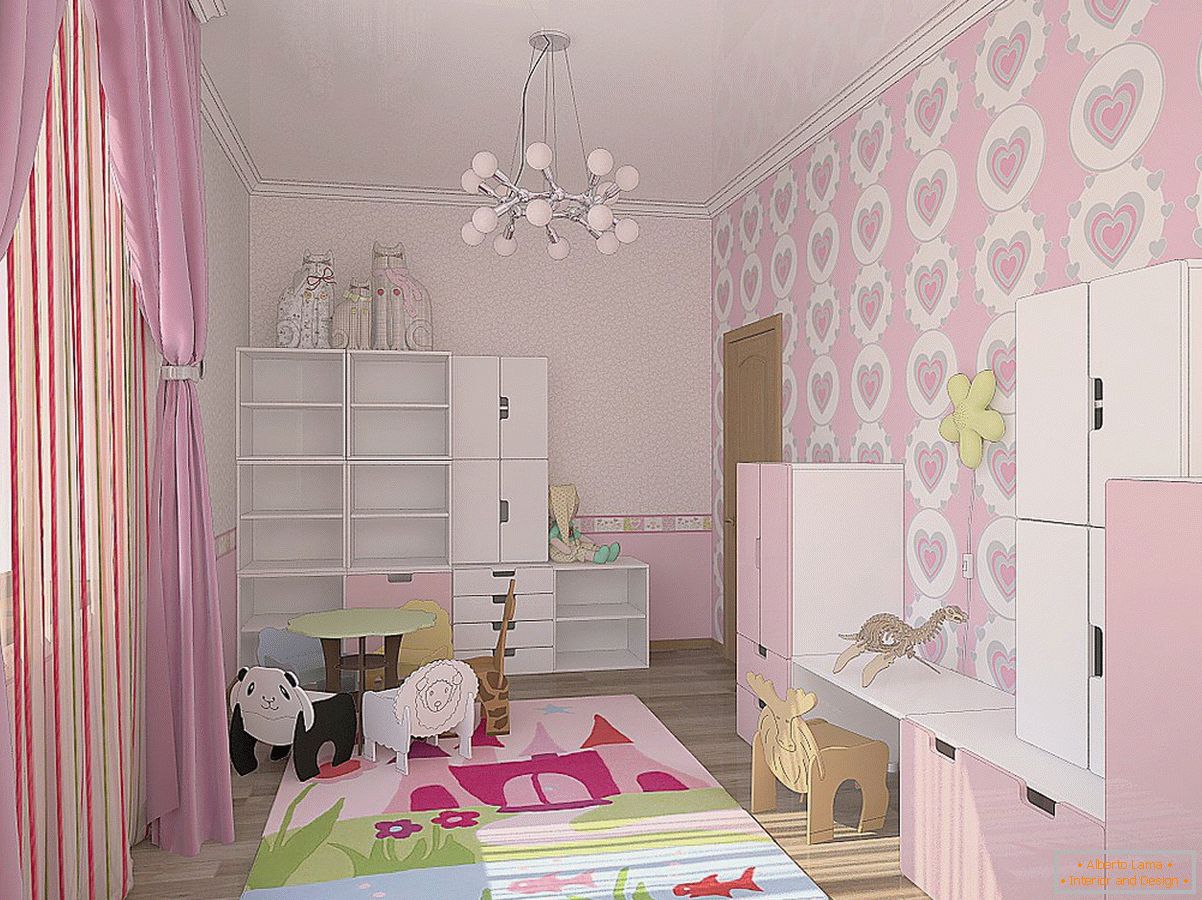 Delikatnie różowe odcienie w projekcie przedszkola dla małej księżniczki