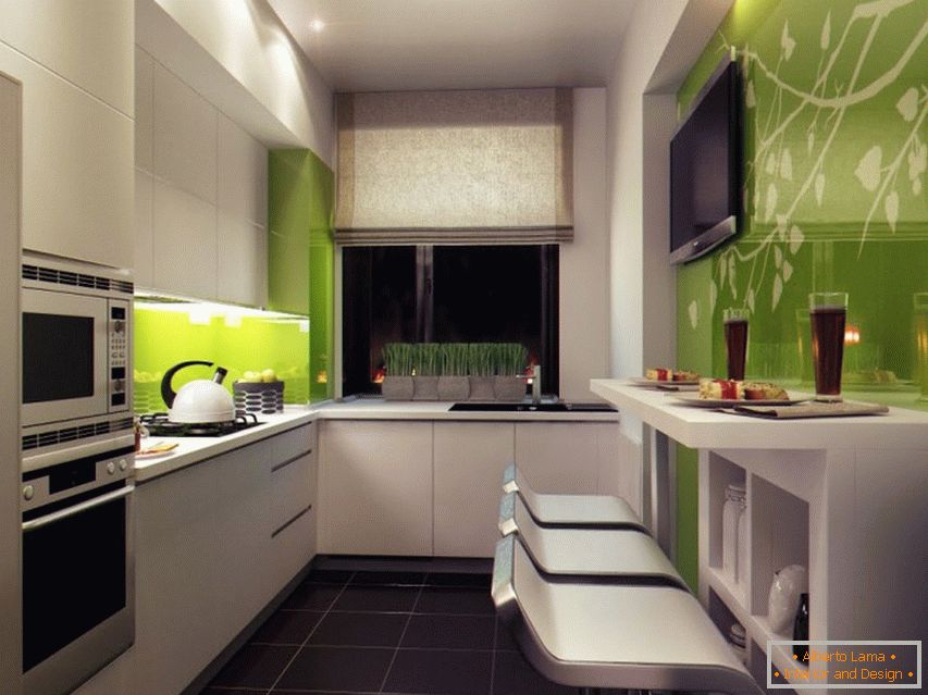 Przykład wystroju wnętrza małej kuchni na zdjęciu