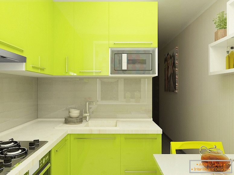 Przykład wystroju wnętrza małej kuchni na zdjęciu