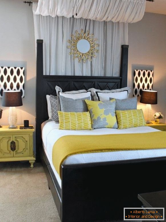stylowa dekoracja łóżka zagłówkiem