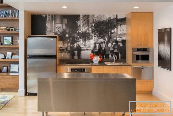 Czarno-biała tapeta do kuchni - zdjęcie 2017 nowoczesnych pomysłów